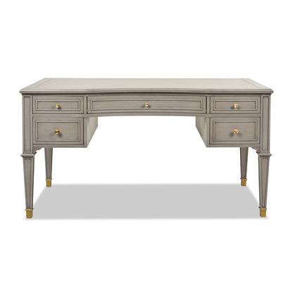 Dauphin - Gold Accent 5 Drawer Executive Desk - Gray Cashmere