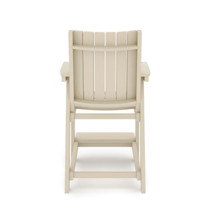 Modern Counter Chair Sleek HDPE Poly Lumber For Dining, Patio, And Garden Comfort - Beige