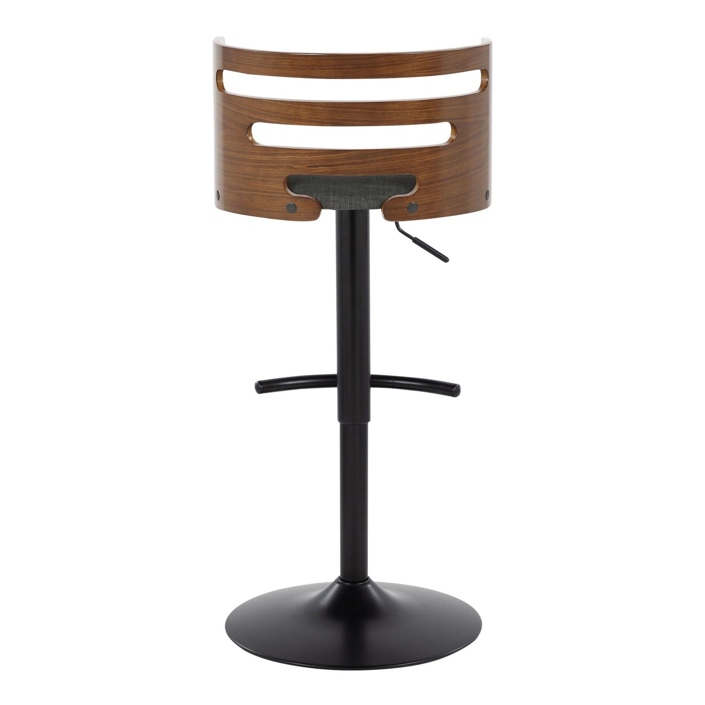 Cosi - Mid-Century Modern Adjustable Barstool With Swivel With Rounded T Footrest (Set of 2) - Black / Walnut / Charcoal