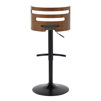 Cosi - Mid-Century Modern Adjustable Barstool With Swivel With Rounded T Footrest (Set of 2) - Black / Walnut / Charcoal