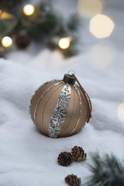 Christmas Ball Ornaments, Glass Decorative Hanging Ball Christmas Tree Ornaments, For Holiday Party Decorations (Set of 6) - Gold