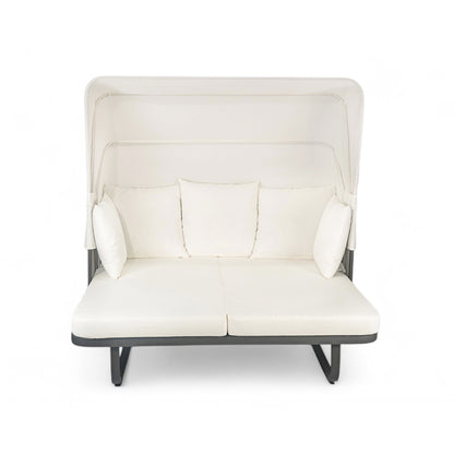 Outdoor Patio Daybed Rattan Daybed Outdoor Sunbed With Detachable Pillows For Patio, Backyard, Pool - Beige