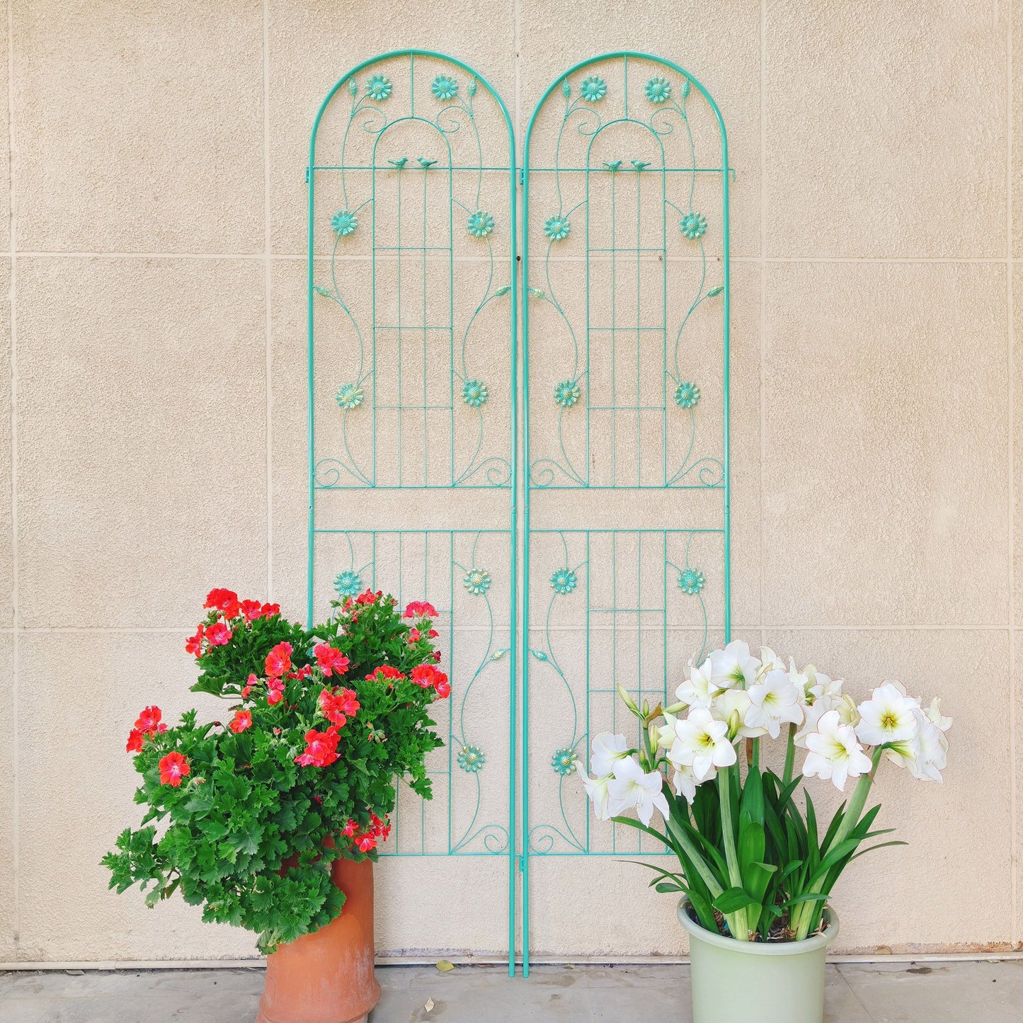 2 Pack Metal Garden Trellis Rustproof Trellis For Climbing Plant Outdoor Flower Support - Green