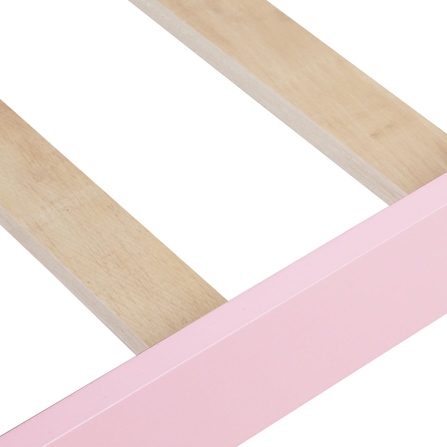 Twin Size Platform Bed With Headboard, Footboard And Slat Support - Pink