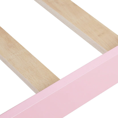 Twin Size Platform Bed With Headboard, Footboard And Slat Support - Pink
