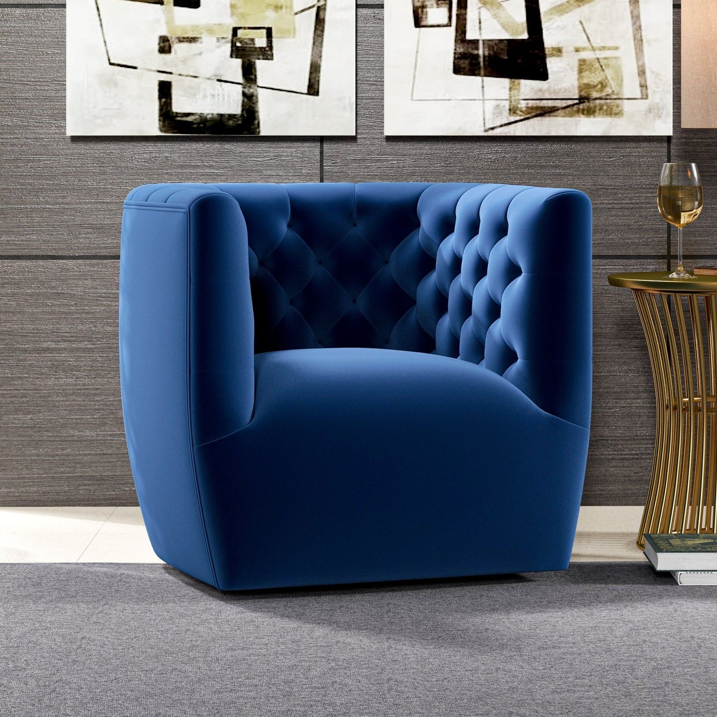 Delaney - Swivel Chair - Dark Blue