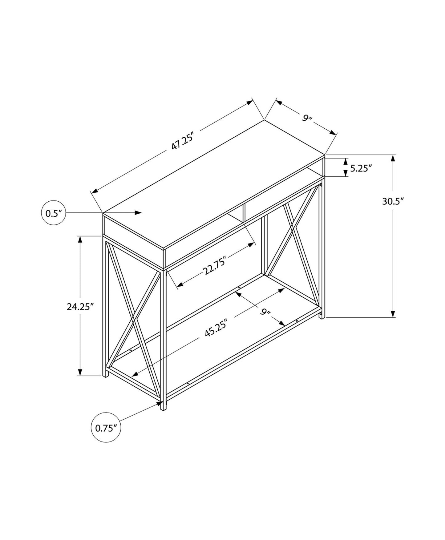 Accent Console Table For Entryway, Modern - Gray