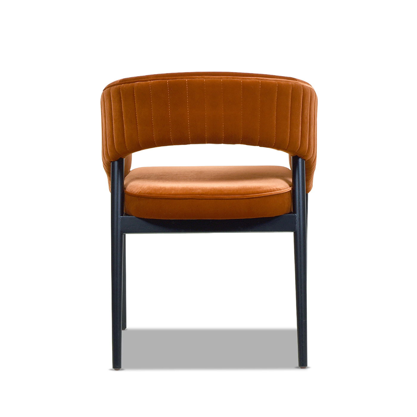 Mirah - Modern Open Barrel Dining Chair - Burnt Orange
