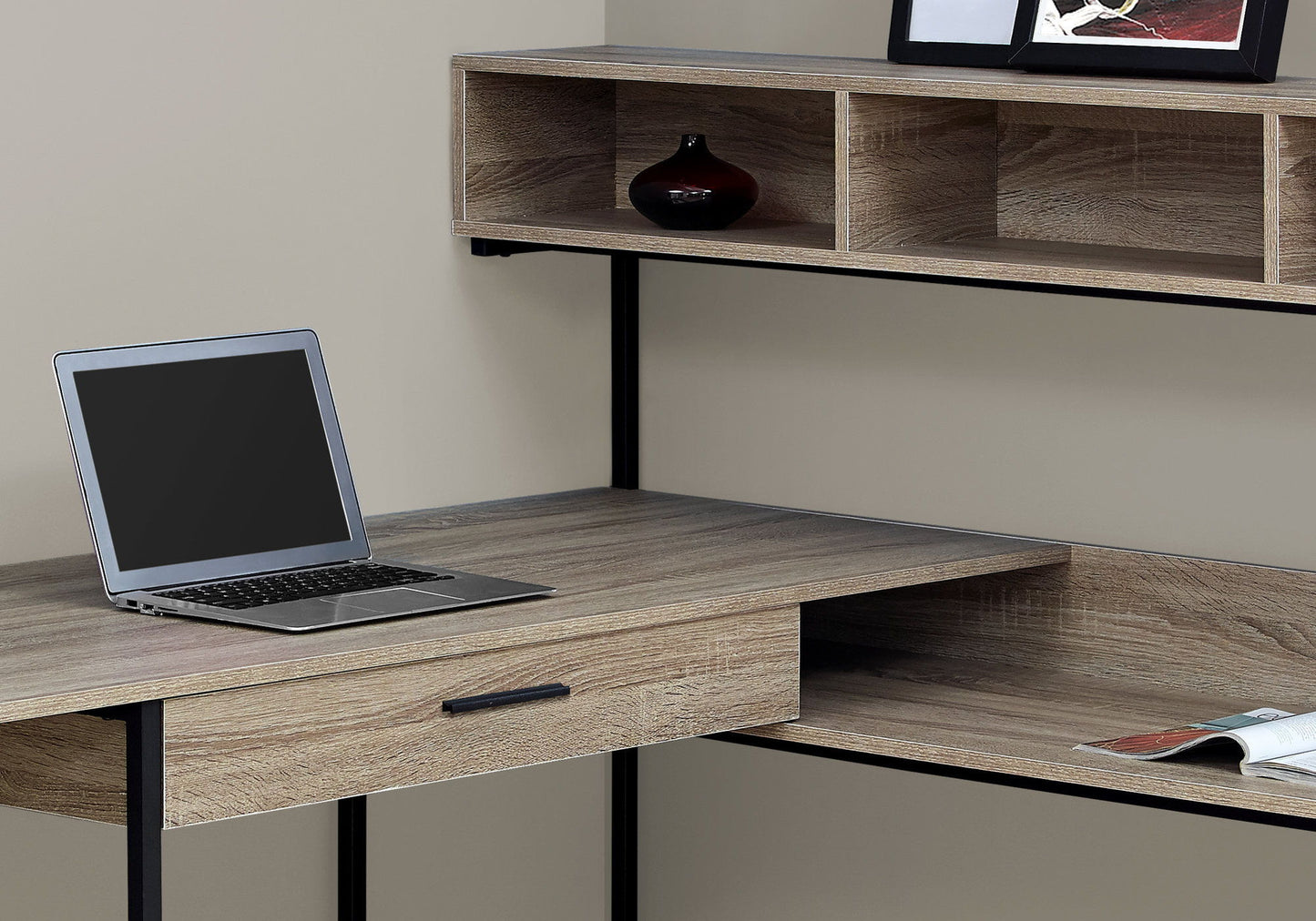 Computer Desk, Home Office, Corner, Storage Drawers, L Shape, Laptop, Contemporary & Modern - Taupe