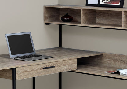 Computer Desk, Home Office, Corner, Storage Drawers, L Shape, Laptop, Contemporary & Modern - Taupe