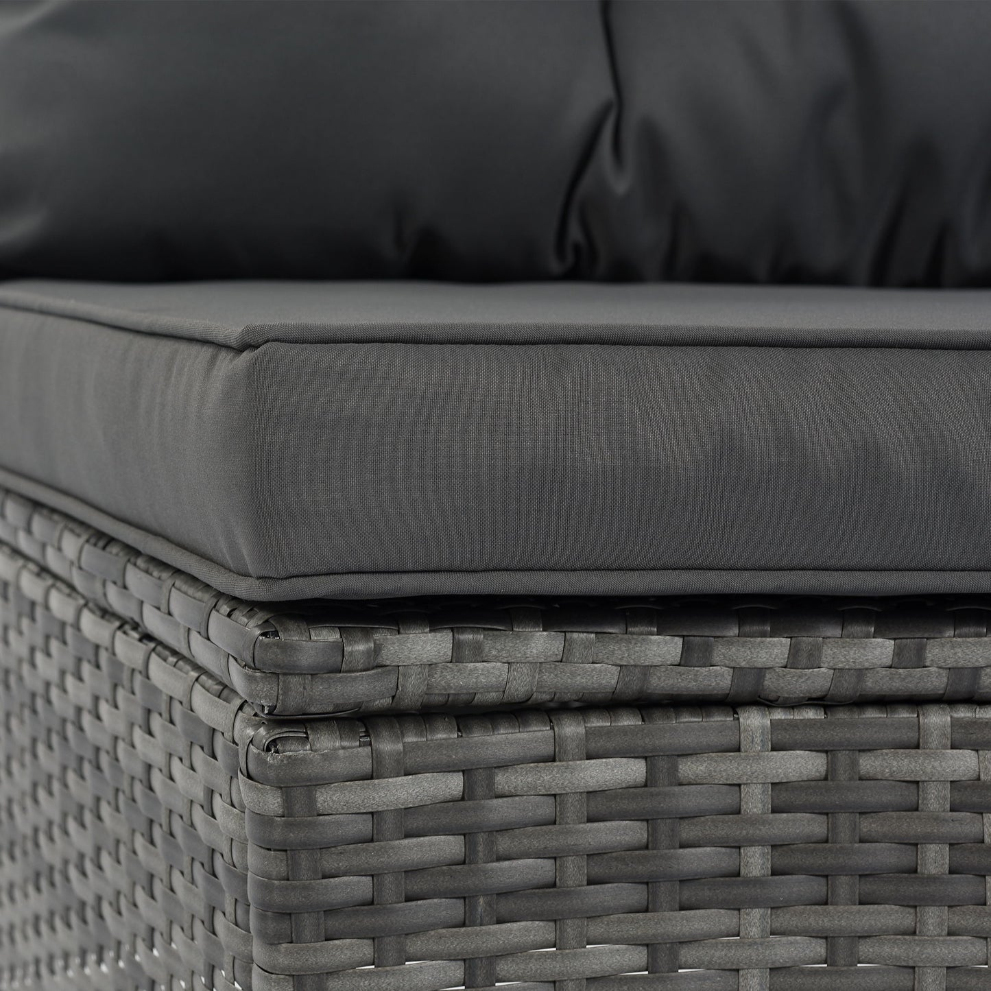 8 Pieces Outdoor Wicker Round Sofa Set, Half-Moon Sectional Sets All Weather, Curved Sofa Set With Rectangular Coffee Table, PE Rattan Water-Resistant And UV Protected, Movable Cushion - Gray