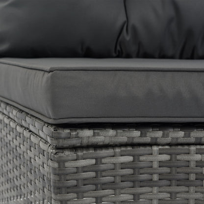 8 Pieces Outdoor Wicker Round Sofa Set, Half-Moon Sectional Sets All Weather, Curved Sofa Set With Rectangular Coffee Table, PE Rattan Water-Resistant And UV Protected, Movable Cushion - Gray
