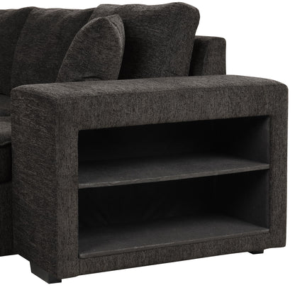 Modern L-Shape 3 Seat Reversible Sectional Couch, Pull Out Sleeper Sofa With Storage Chaise And 2 Stools For Living Room Furniture Set - Charcoal Gray