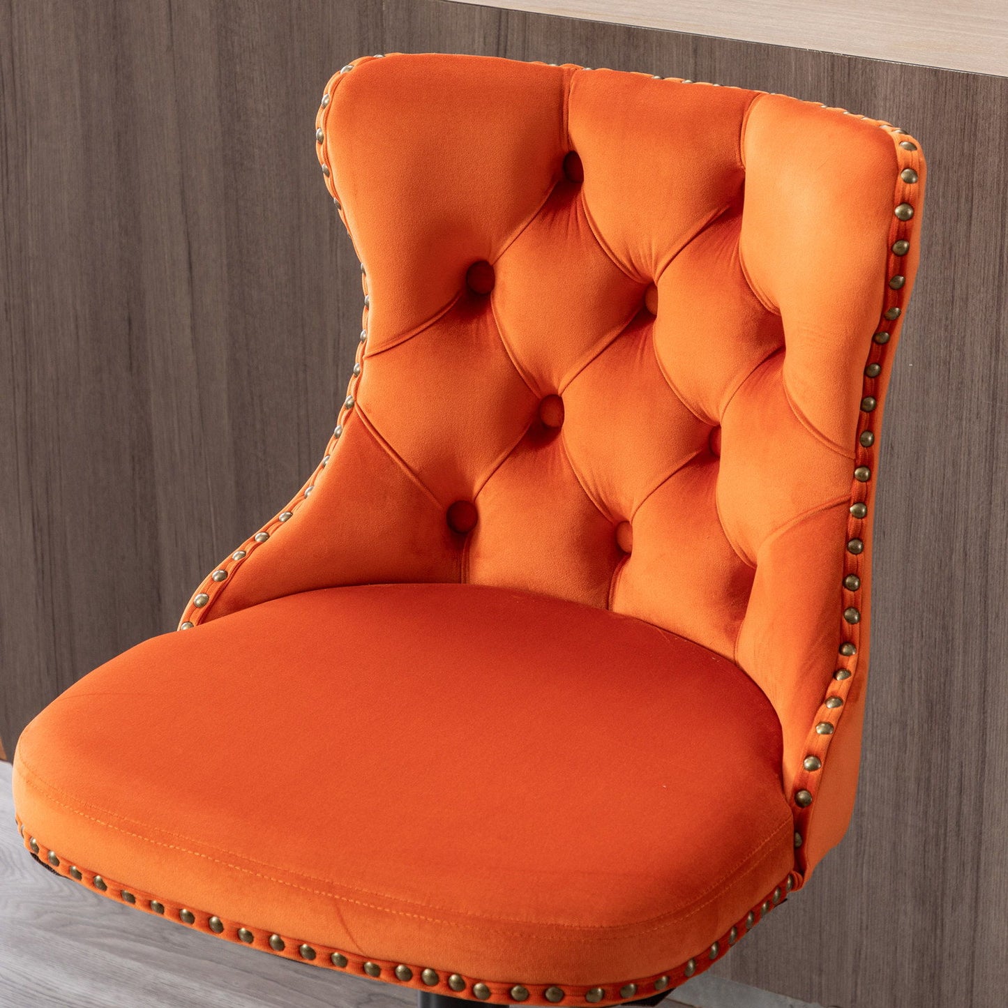 Swivel Velvet Barstools Adjusatble Seat Height, Modern Upholstered Bar Stools With Backs Comfortable Tufted For Home Pub And Kitchen Island (Set of 2) - Orange