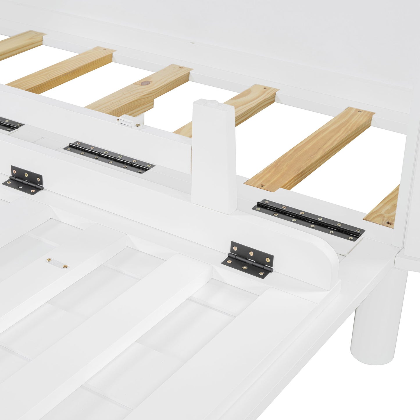 Queen Murphy Bed With Hidden Storage & Modern Woven Design - White