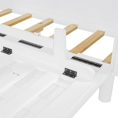 Queen Murphy Bed With Hidden Storage & Modern Woven Design - White