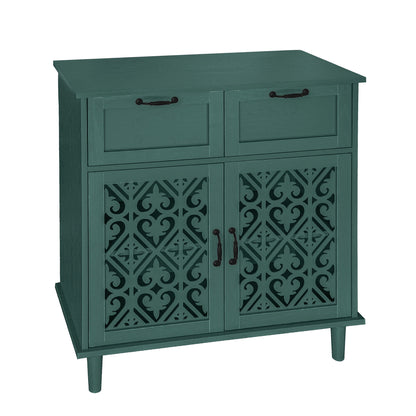 2 Door 2 Drawer Cabinet, American Furniture, Suitable For Bedroom, Living Room, Study - Dark Green