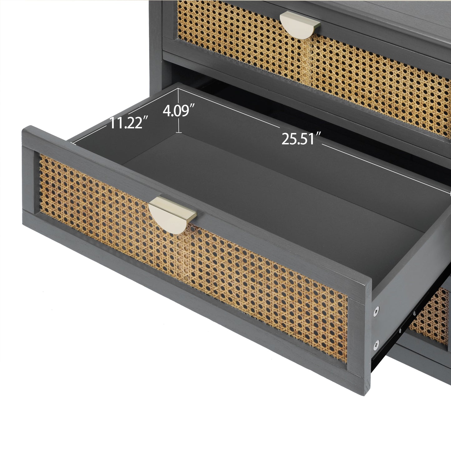 3 Drawer Cabinet Natural Rattan Suitable For Bedroom - Gray