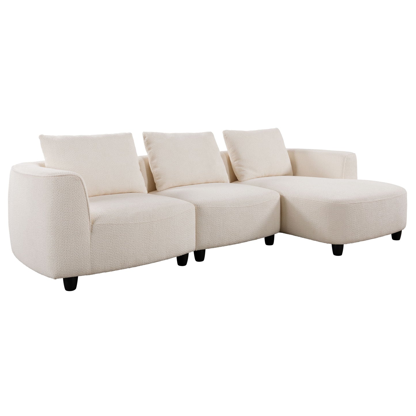 Mid - Century Modern Three Seater Sofa With Upholstered Footstool Fabric For Living Room Or Bedroom - Beige