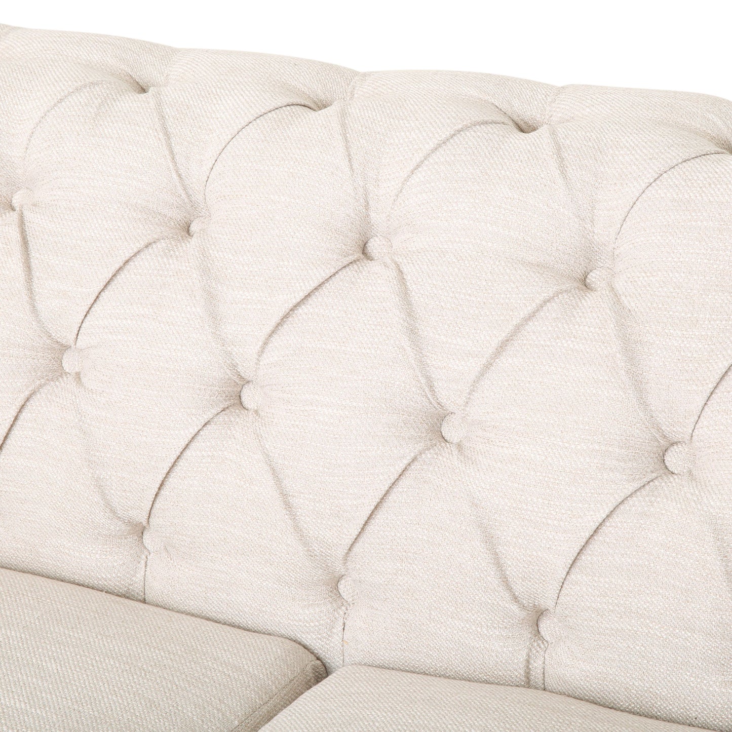 Comfy 3 Seat Sofa With Wooden Legs, Retro Style For Living Room And Study - Beige