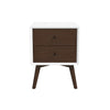Caroline - Mid-Century Modern Style White Night Stand 2 Drawer - Dark Brown / White