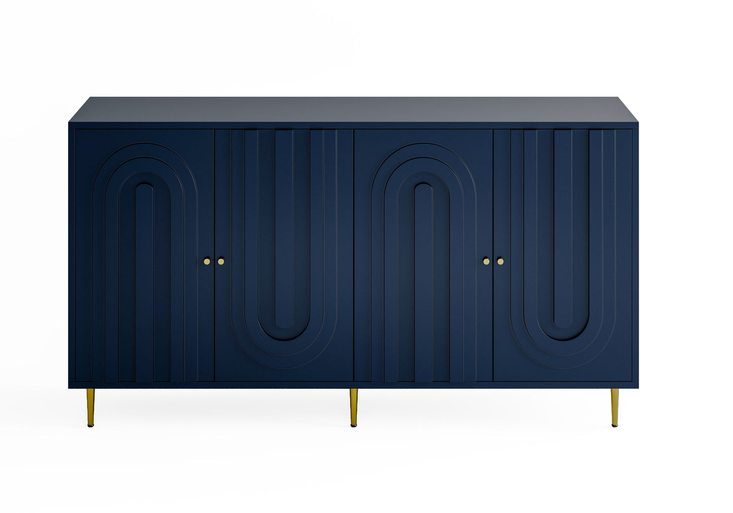 Modern Lacquered 4 Door Wooden Cabinet Sideboard Buffet Server Cabinet Storage Cabinet, For Living Room, Entryway, Hallway, Office, Kitchen And Dining Room - Blue