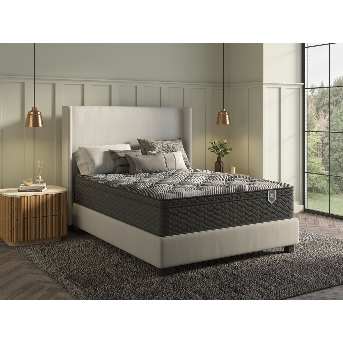 Comfort Care - King Size Hybrid Restful Nights Firm Mattress,12 Piece Comfort Bedding Pack - Black / White