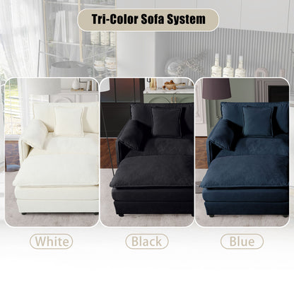 Oversized Recliner Chair With Movable Ottoman, Soft Chenille Upholstered Indoor Lounge Chair, Diy Combination - Blue