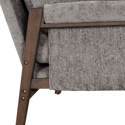 Mid-Century Modern Velvet Accent Chair, Leisure Chair With Solid Wood And Thick Seat Cushion For Living Room, Bedroom, Studio - Gray