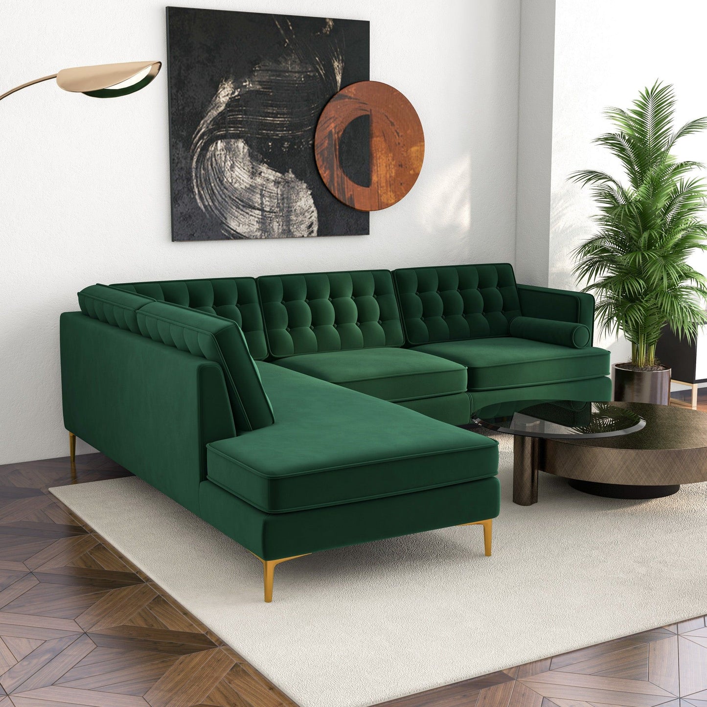 Brooke - Sectional Sofa Left Facing - Green
