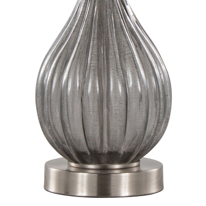 Jenny - Contemporary Table Lamp (Set of 2) - Clear Smokey Crackle / Nickel / White