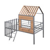 Twin Size Loft Bed With Roof, Window, Guardrail, Ladder - Silver
