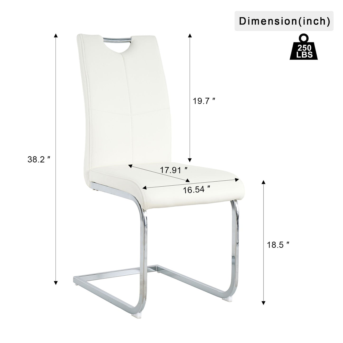 Modern Dining Chairs With Faux Leather Padded Seat And Chrome Metal Legs For Kitchen, Living, Bedroom, Dining Room - White / Silver