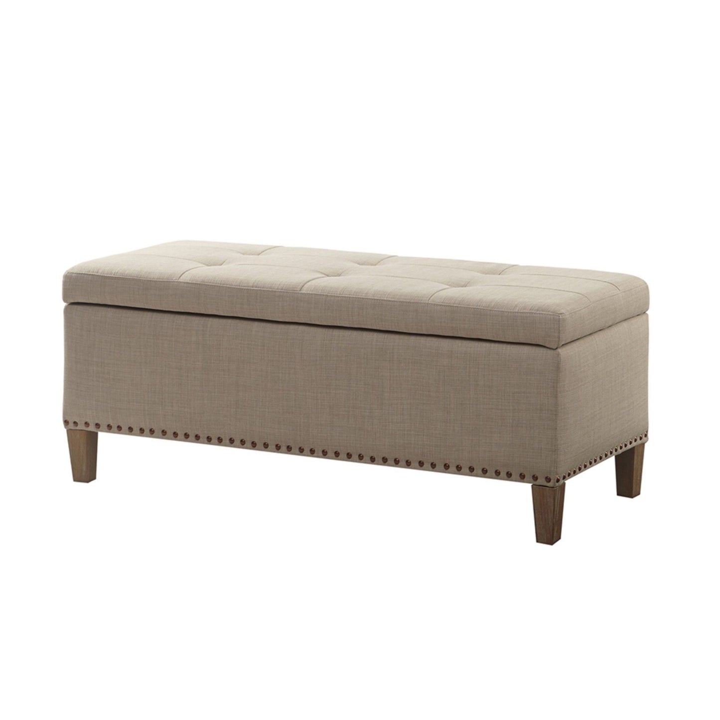 Modern Tufted Top Soft Close Storage Bench With Button Detailing - Light Gray