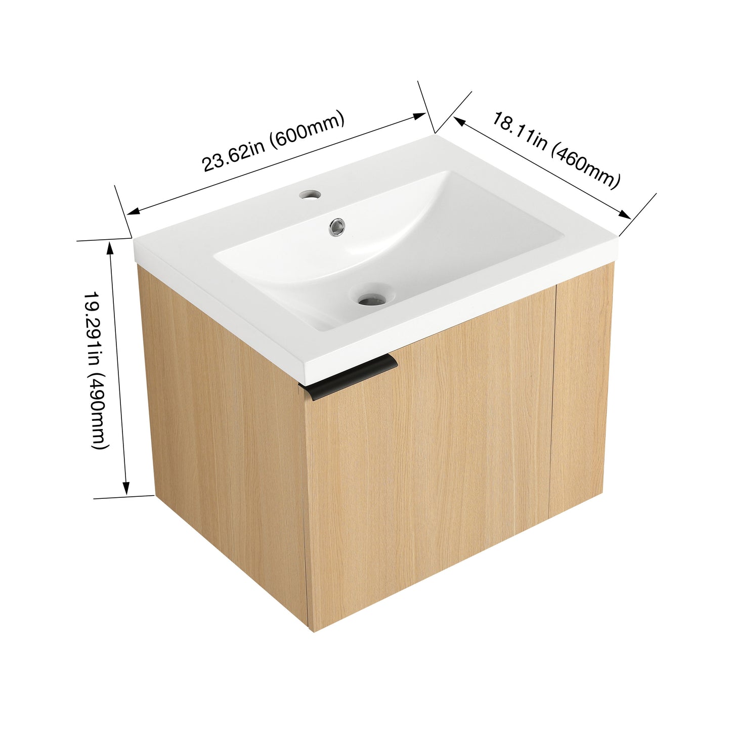 Modern 24" Bathroom Vanity Sink Combo With Spacious Storage And Construction - Oak