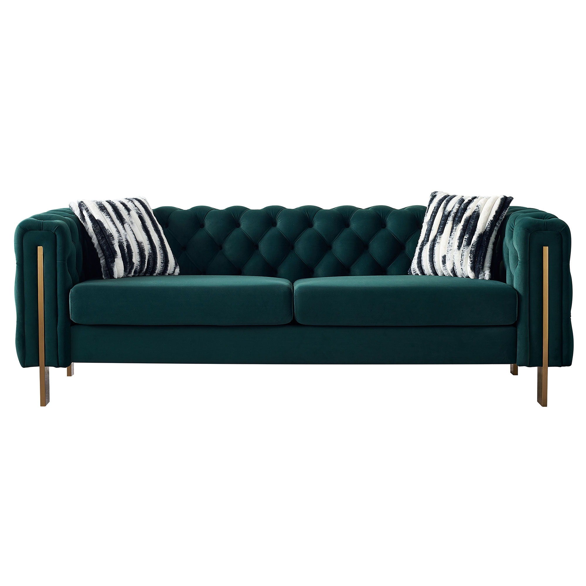 Chesterfield - Modern Tufted Velvet Living Room Sofa, 84.25''W Couch - Green