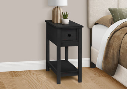 Accent End Table, 2 Tier, Storage Drawer, Versatile Use - Black