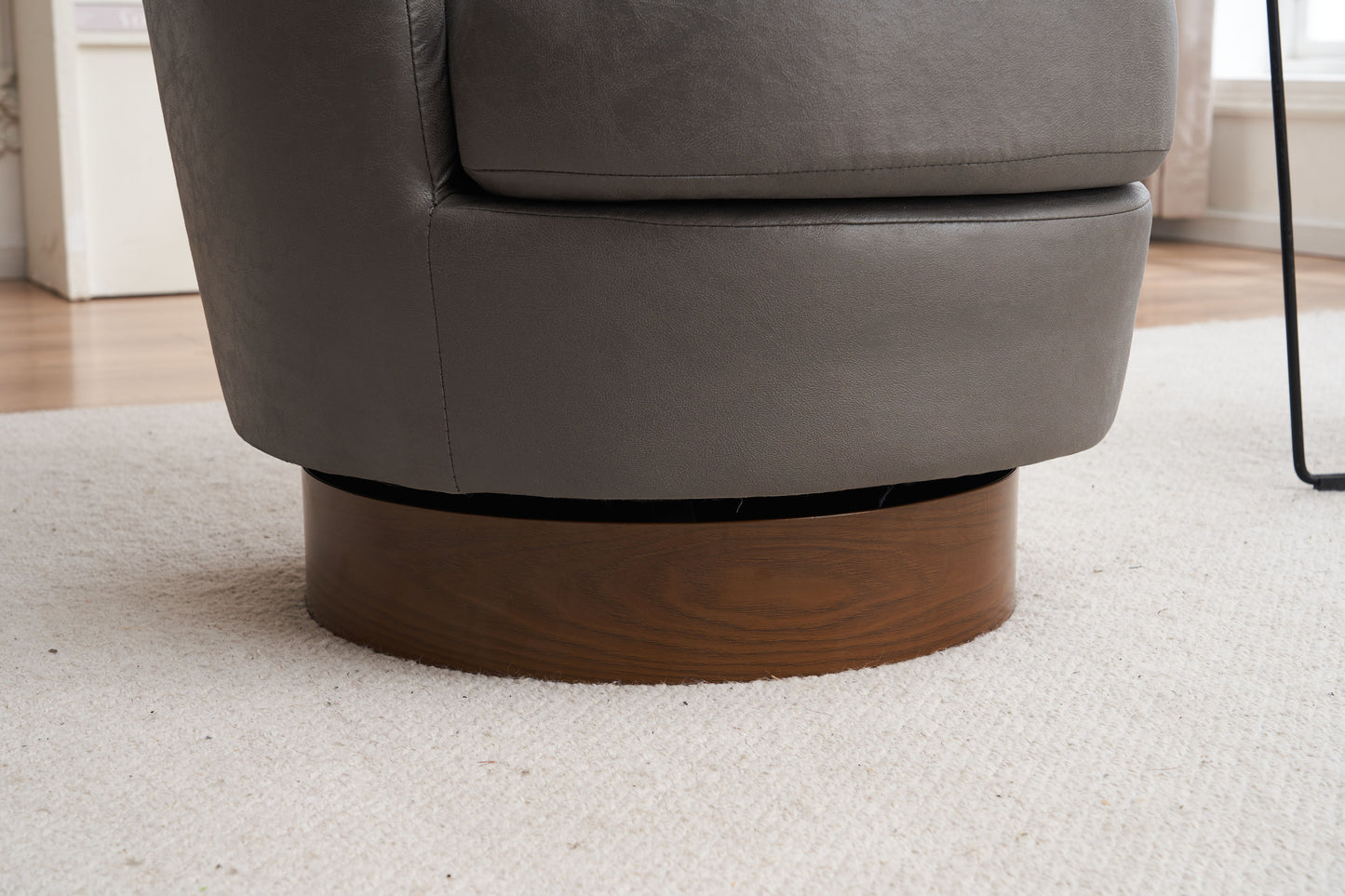 Swivel Barrel Chair, Swivel Accent Chairs Armchair For Living Room, Reading Chairs For Bedroom Comfy, Round Barrel Chairs With Gold Stainless Steel Base - Gray