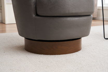 Swivel Barrel Chair, Swivel Accent Chairs Armchair For Living Room, Reading Chairs For Bedroom Comfy, Round Barrel Chairs With Gold Stainless Steel Base - Gray