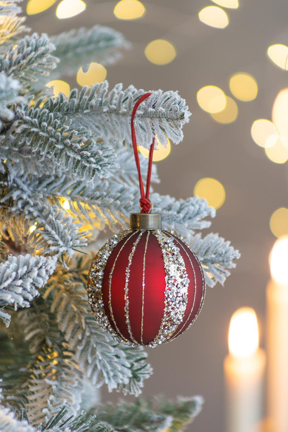 Christmas Ball Ornaments, Decorative Hanging Ball Christmas Tree Ornaments For Holiday Decorations (Set of 12) - Red
