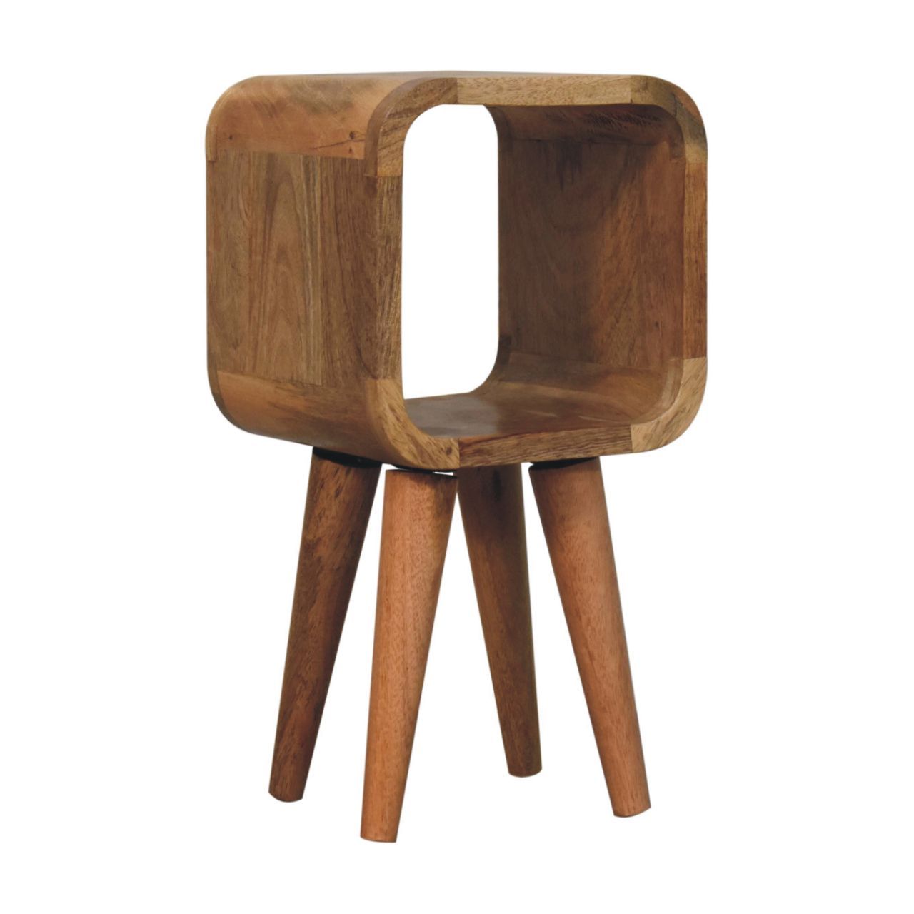 Extra Mini Minimalist Open Curved Bedside Table - Oak
