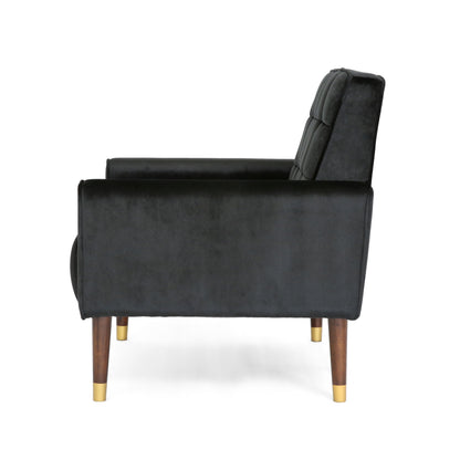 Comfy Arm Chair With Tufted Back, Modern For Living Room, Bedroom And Study - Black