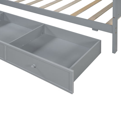 Twin Size Daybed With 3 Drawers USB Ports And Desk - Gray