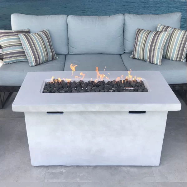 Reinforced - Propane Outdoor Fire Pit Table - Natural / White