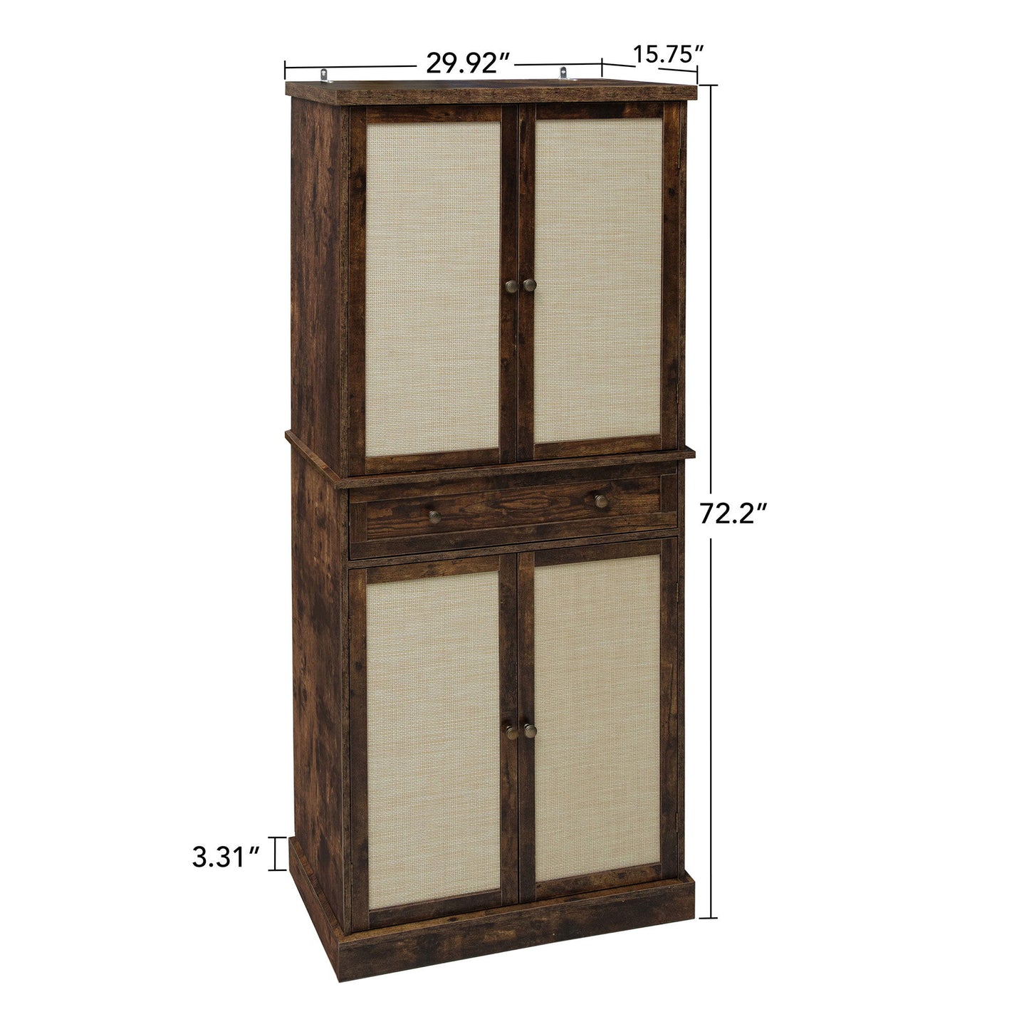 4 Door Cabinet With 1 Drawer, With 4 Adjustable Inner Shelves, Storage Cabinet - Natural