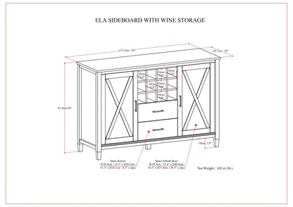 Ela - Sideboard With Wine Storage - Smoky Brown