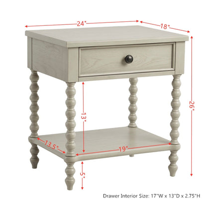 Nightstand Table With Drawer And Shelf - Natural