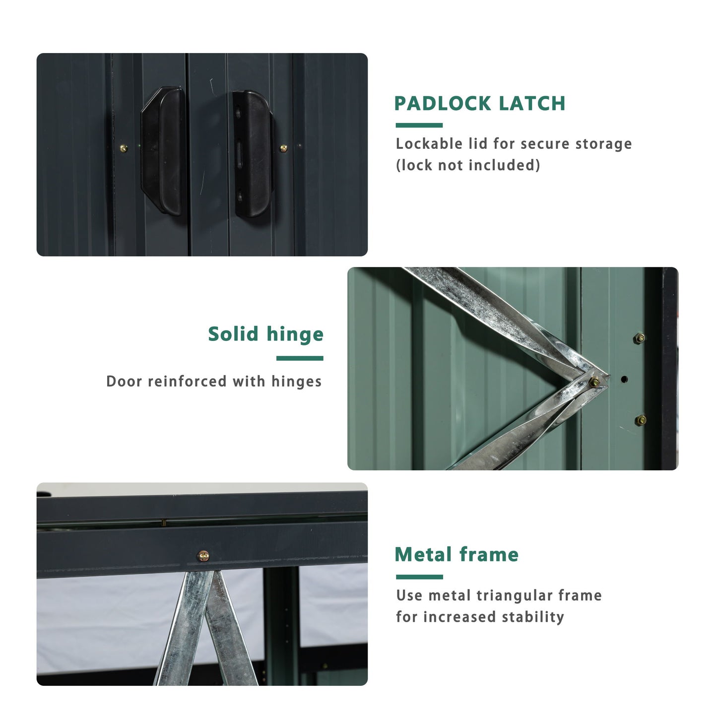 Garbage Bin Shed Stores 3 Trash Cans Metal Outdoor Bin Shed For Garbage Storage, Stainless Galvanized Steel, Bin Shed For Garden Yard Lawn W540S00009 - Charcoal