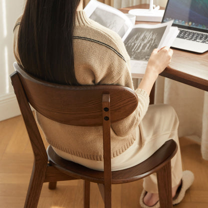 Simple Dining Chair, Solid Chair Table For Living Room Chair - Dark Natural