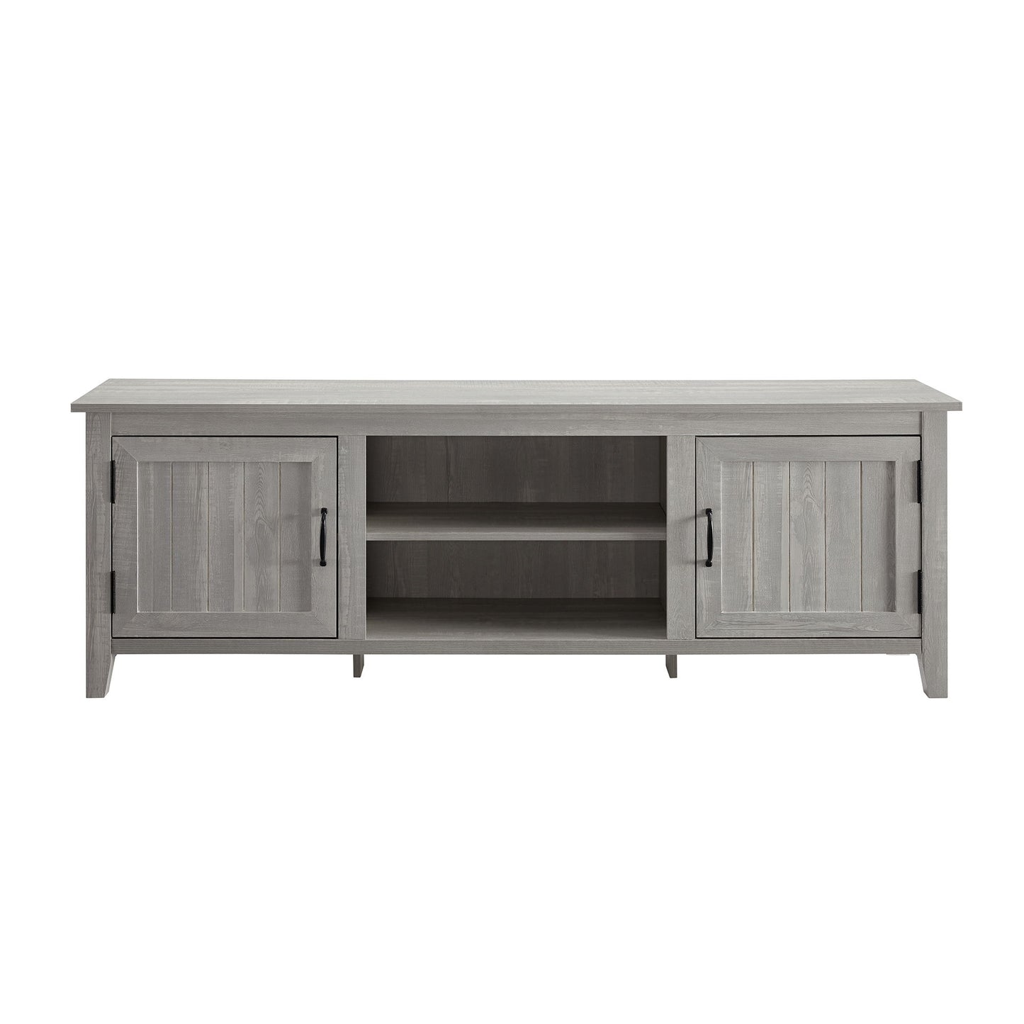 Modern Farmhouse 2 Door Grooved 70" TV Stand For 85" TVs - Stone Gray